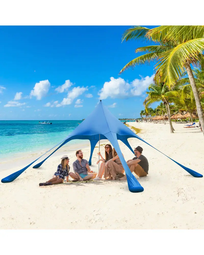 20 x 20 Feet Beach Canopy Tent with UPF50+ Sun Protection and Shovel-Blue - Blue - Canopies