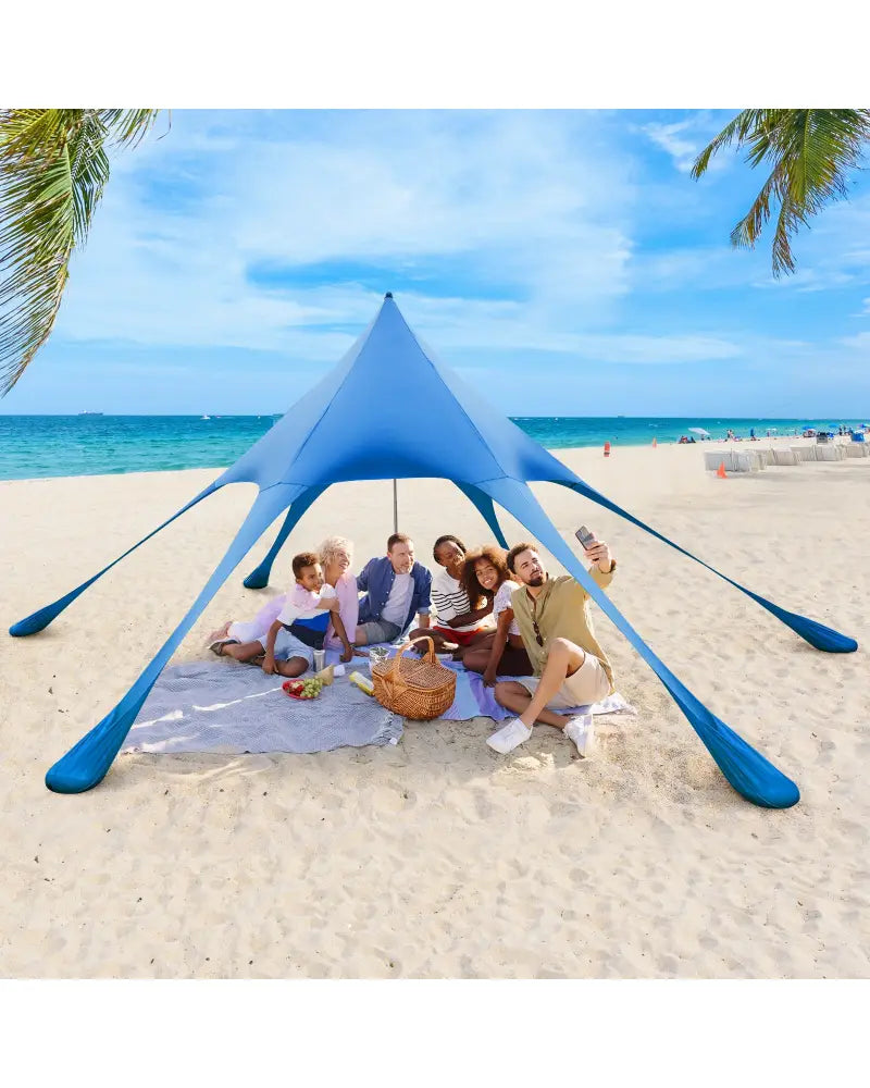 20 x 20 Feet Beach Canopy Tent with UPF50+ Sun Protection and Shovel-Blue - Blue - Canopies