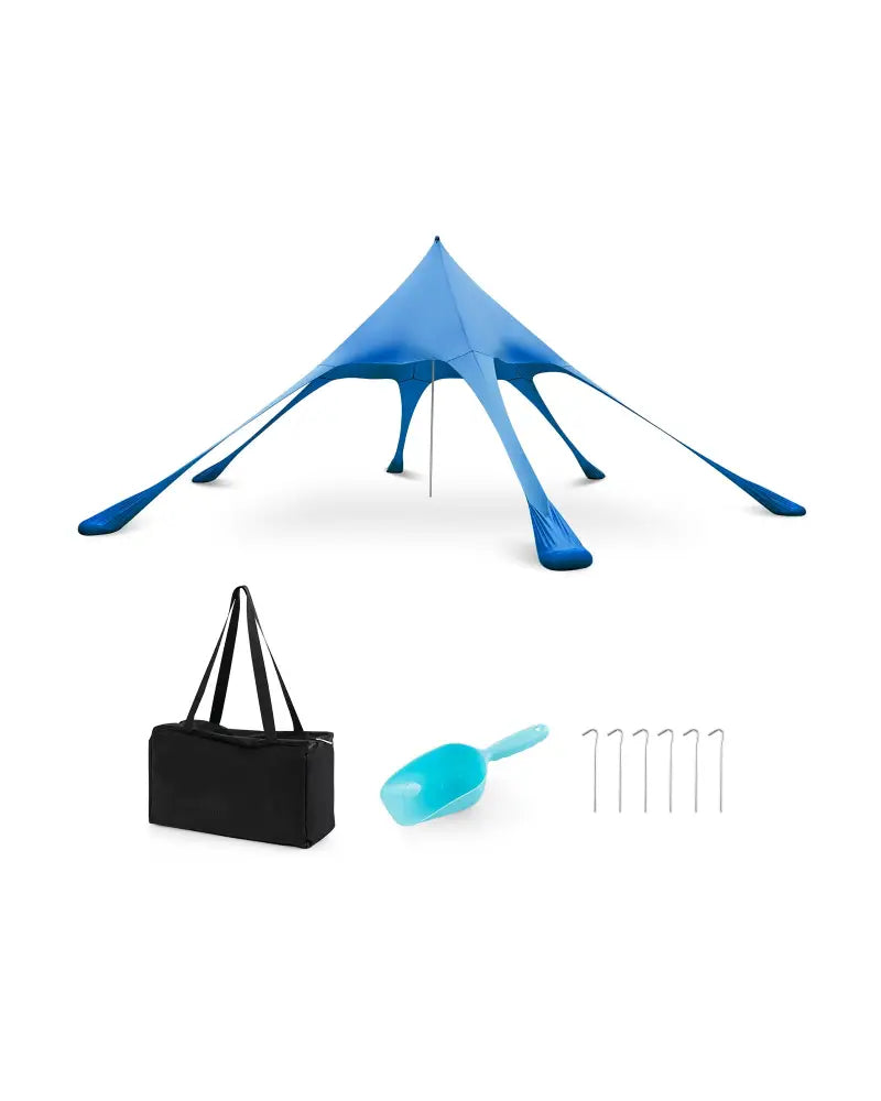 20 x 20 Feet Beach Canopy Tent with UPF50+ Sun Protection and Shovel-Blue - Blue - Canopies