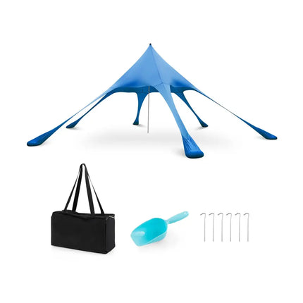 20 x 20 Feet Beach Canopy Tent with UPF50+ Sun Protection and Shovel-Blue - Blue - Canopies