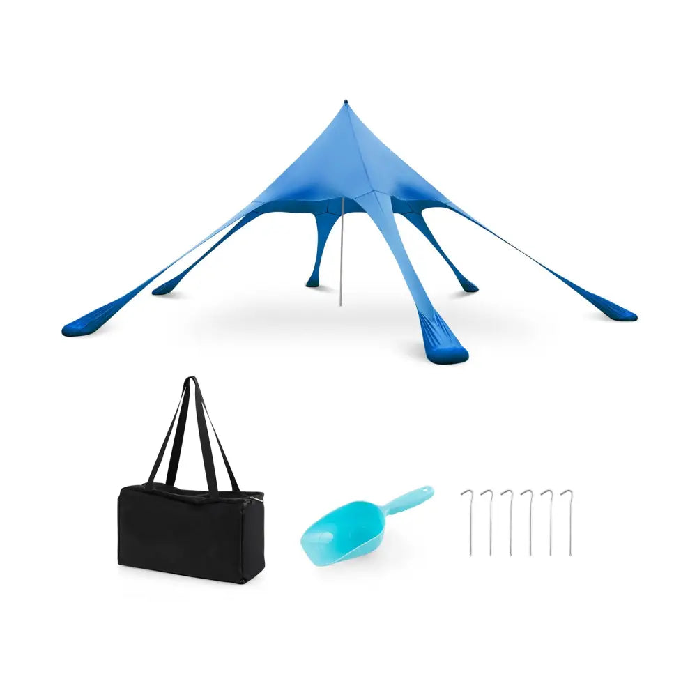 20 x 20 Feet Beach Canopy Tent with UPF50+ Sun Protection and Shovel-Blue - Blue - Canopies