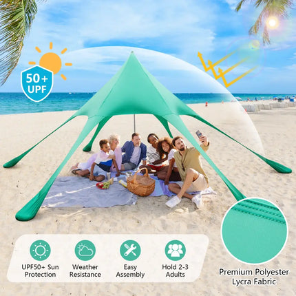 20 x 20 Feet Beach Canopy Tent with UPF50+ Sun Protection and Shovel-Green - Green - Canopies