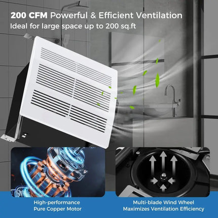 200 CFM Bathroom Exhaust Fan with Metal Housing and 6 Inches Duct for 200 Sq.Ft Costway