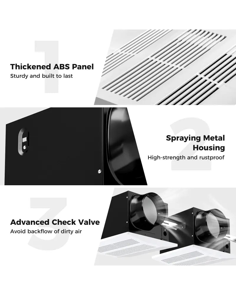 200 CFM Bathroom Exhaust Fan with Metal Housing and 6 Inches Duct for 200 Sq.Ft - White - Ventilation Fans