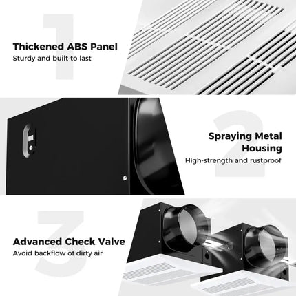 200 CFM Bathroom Exhaust Fan with Metal Housing and 6 Inches Duct for 200 Sq.Ft Costway