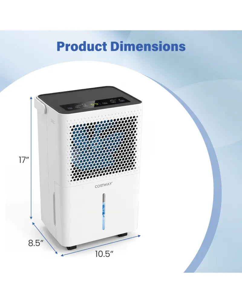 2000 Sq.Ft 32 Pint Compressor Dehumidifier with Drain Hose Smart Humidity Control for Bedroom-White - White