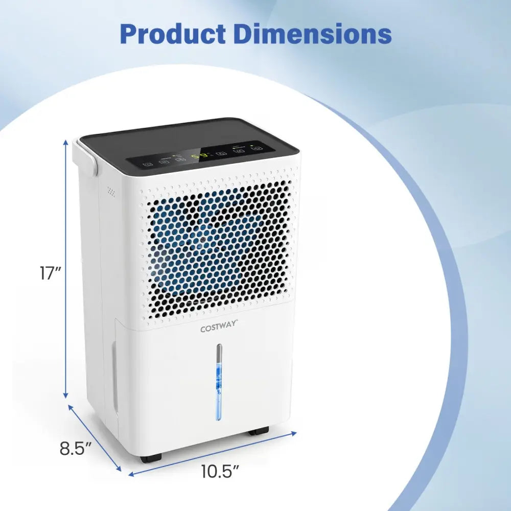 2000 Sq.Ft 32 Pint Compressor Dehumidifier with Drain Hose Smart Humidity Control for Bedroom-White - White