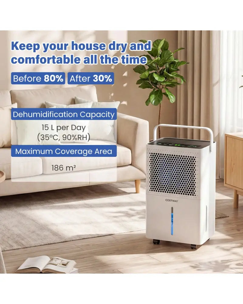 2000 Sq.Ft 32 Pint Compressor Dehumidifier with Drain Hose Smart Humidity Control for Bedroom-White - White