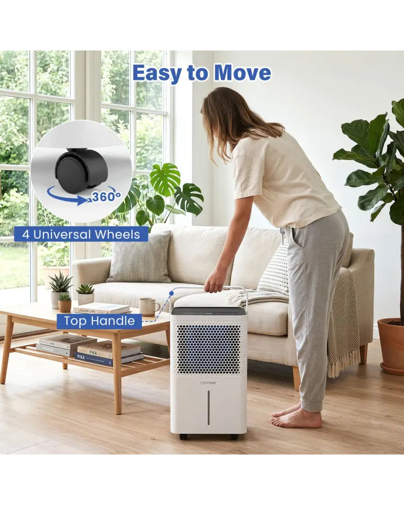 2000 Sq.Ft 32 Pint Compressor Dehumidifier with Drain Hose Smart Humidity Control for Bedroom-White - White