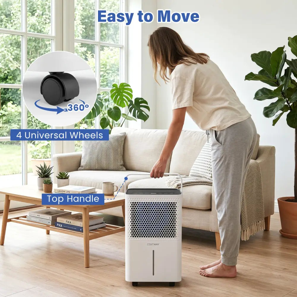 2000 Sq.Ft 32 Pint Compressor Dehumidifier with Drain Hose Smart Humidity Control for Bedroom-White - White