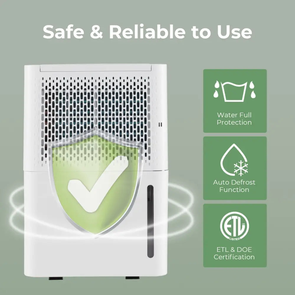 2000 Sq. Ft 32 Pint Dehumidifier with Continuous/Drying/Auto Mode-White - White - Dehumidifiers