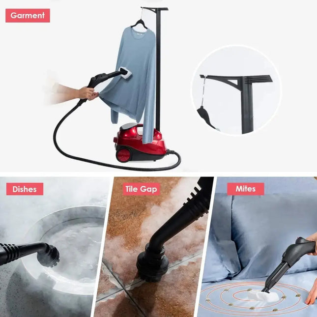 2000W Heavy Duty Multi-purpose Steam Cleaner Mop with Detachable Handheld Unit-Red Costway