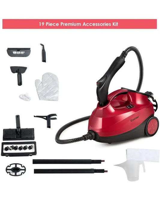 2000W Heavy Duty Multi-purpose Steam Cleaner Mop with Detachable Handheld Unit-Red - Red - Vacuums & Cleaners
