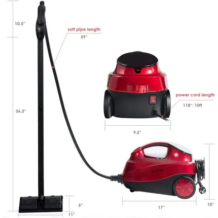 2000W Heavy Duty Multi-purpose Steam Cleaner Mop with Detachable Handheld Unit-Red Costway