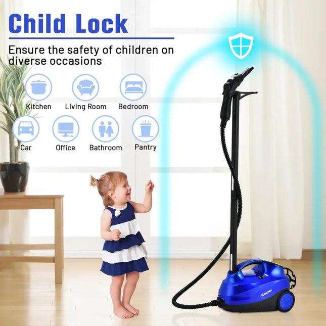 2000W Heavy Duty Multi-purpose Steam Cleaner Mop with Detachable Handheld Unit-Blue Costway