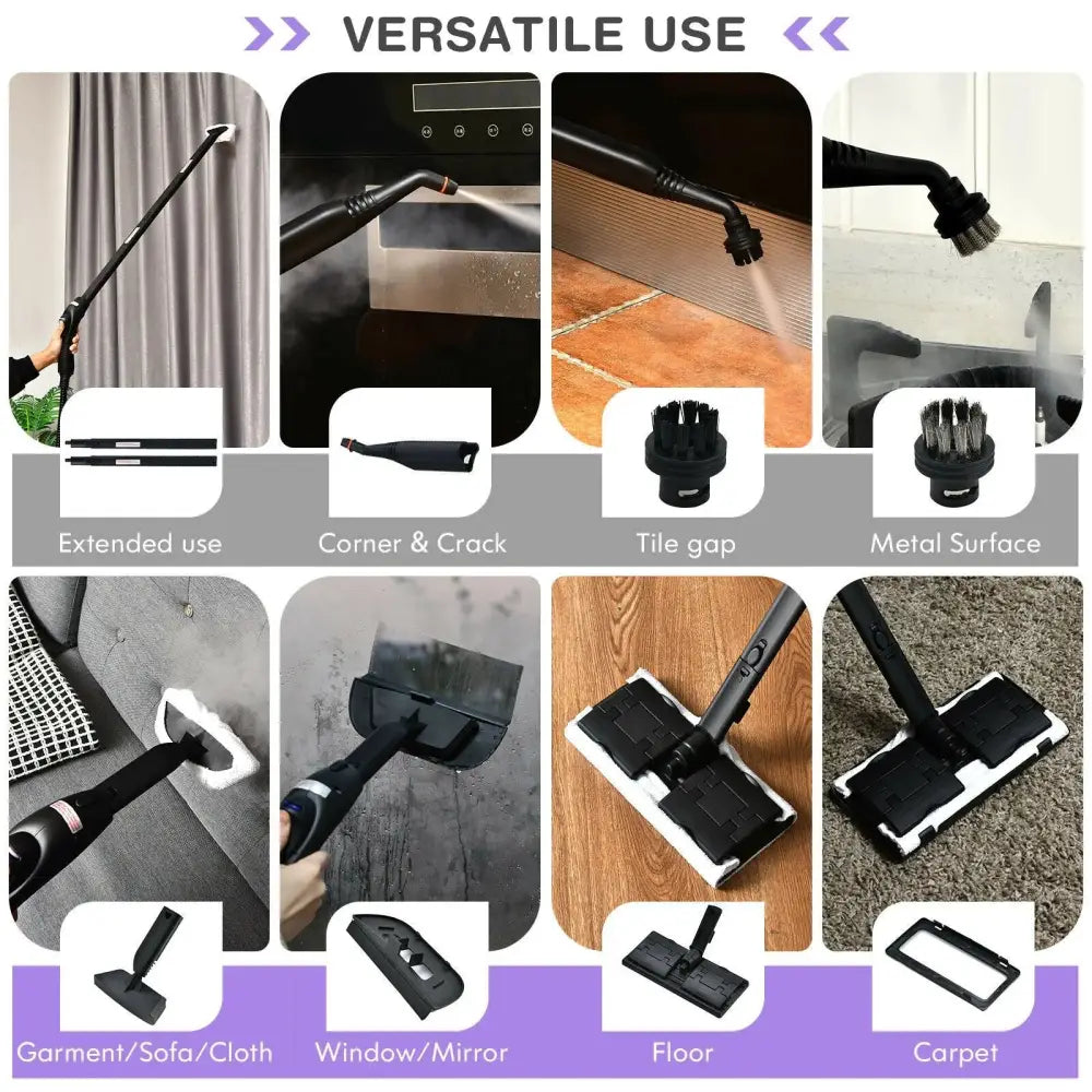 2000W Heavy Duty Multi-purpose Steam Cleaner Mop with Detachable Handheld Unit-Purple Costway