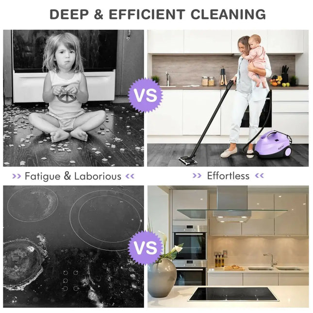 2000W Heavy Duty Multi-purpose Steam Cleaner Mop with Detachable Handheld Unit-Purple Costway