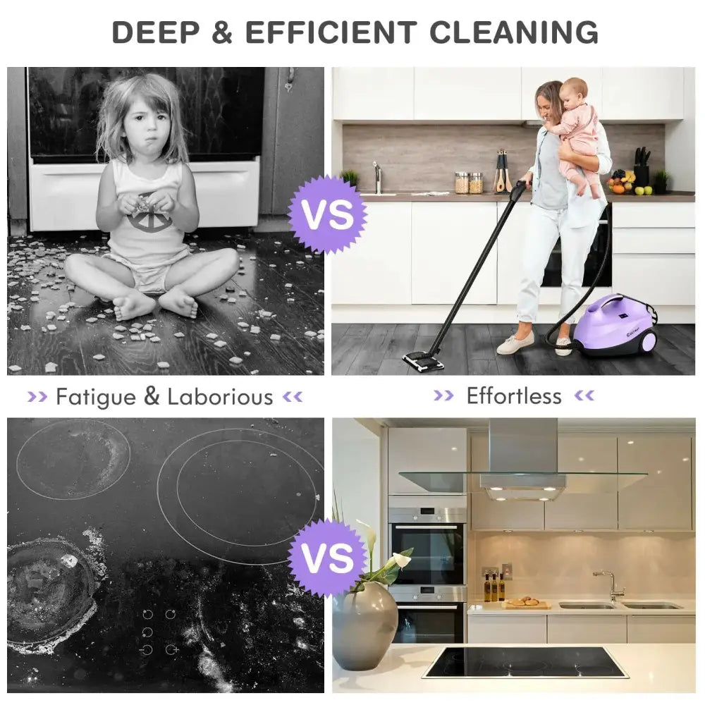 2000W Heavy Duty Multi-purpose Steam Cleaner Mop with Detachable Handheld Unit-Purple Costway
