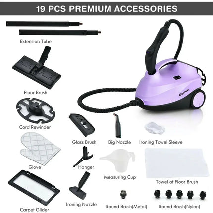 2000W Heavy Duty Multi-purpose Steam Cleaner Mop with Detachable Handheld Unit-Purple Costway