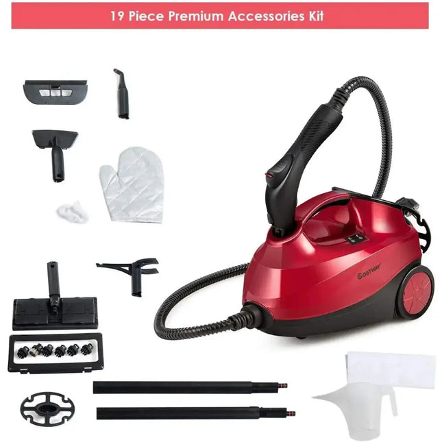 2000W Heavy Duty Multi-purpose Steam Cleaner Mop with Detachable Handheld Unit-Red Costway