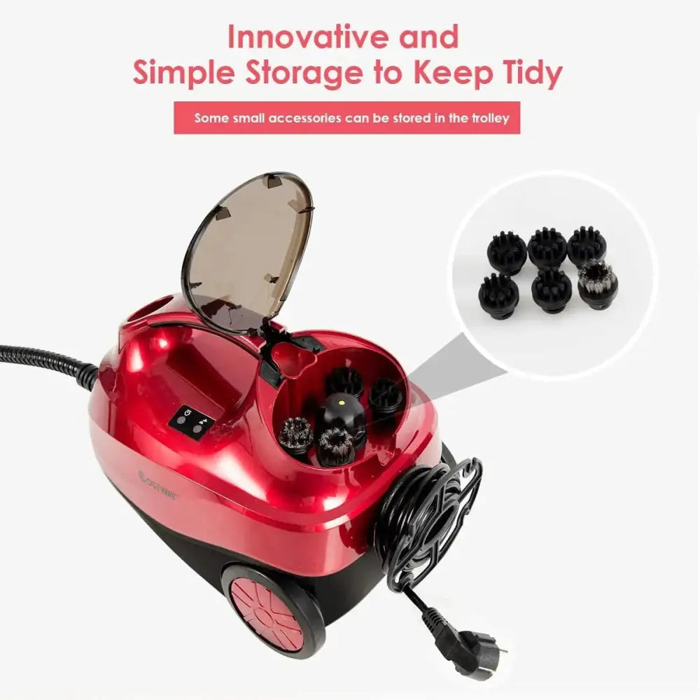2000W Heavy Duty Multi-purpose Steam Cleaner Mop with Detachable Handheld Unit-Red Costway