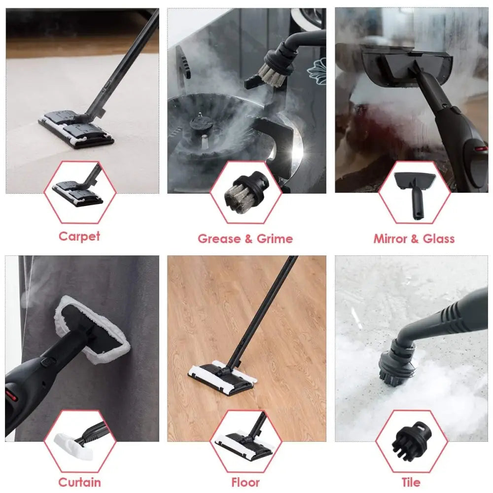 2000W Heavy Duty Multi-purpose Steam Cleaner Mop with Detachable Handheld Unit-Red - Red - Vacuums & Cleaners