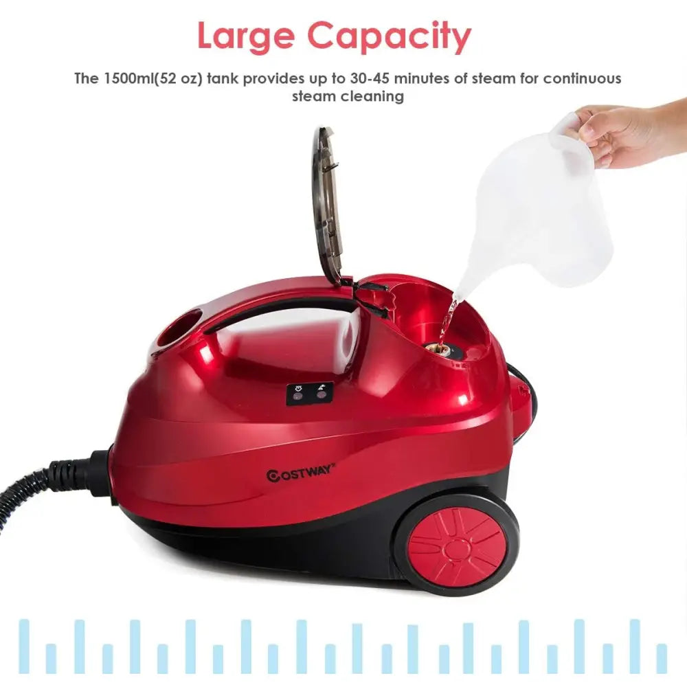 2000W Heavy Duty Multi-purpose Steam Cleaner Mop with Detachable Handheld Unit-Red - Red - Vacuums & Cleaners