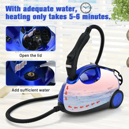 2000W Heavy Duty Multi-purpose Steam Cleaner Mop with Detachable Handheld Unit-Blue Costway