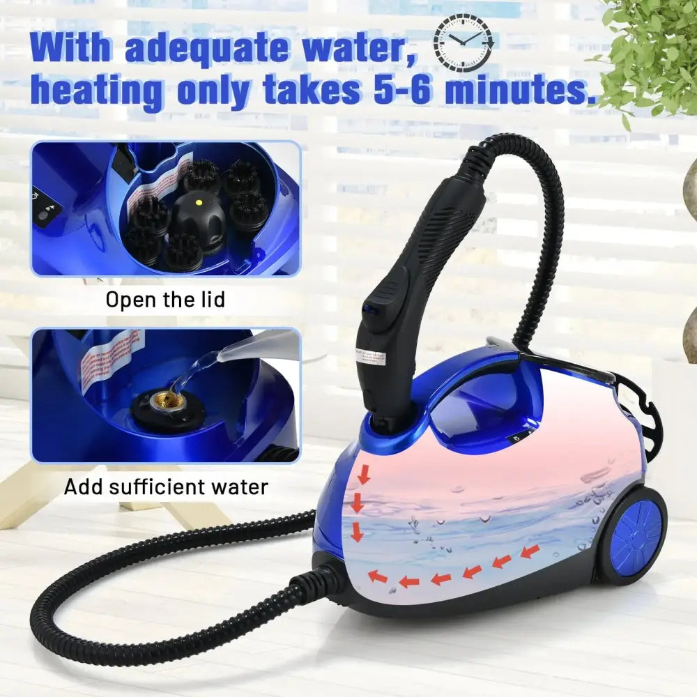 2000W Heavy Duty Multi-purpose Steam Cleaner Mop with Detachable Handheld Unit-Blue Costway