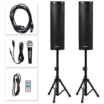 2000W Set of 2 Bi-Amplified Speakers with USB/SD Card Input Costway