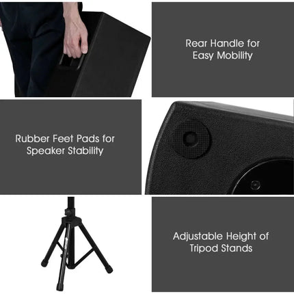 2000W Set of 2 Bi-Amplified Speakers with USB/SD Card Input Costway