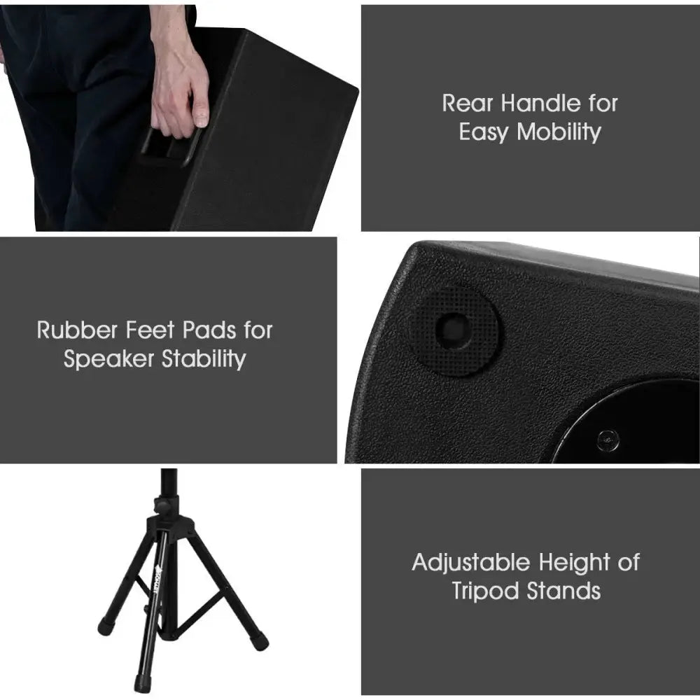 2000W Set of 2 Bi-Amplified Speakers with USB/SD Card Input Costway