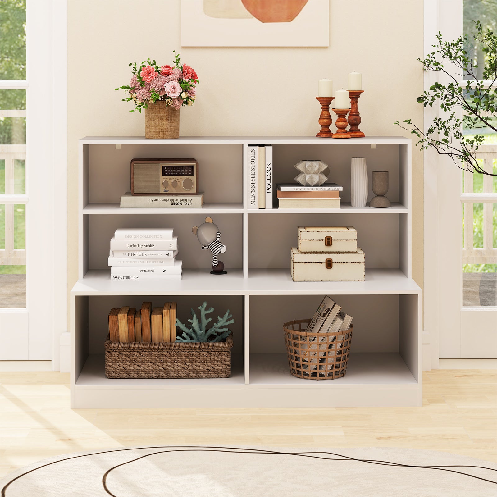 Entryway Shoe Cabinet with 2 Anti-tipping Kits-White