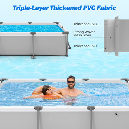 690/978/1158/1617 Gal Outdoor Family Swimming Pool with Metal Frame-10 ft