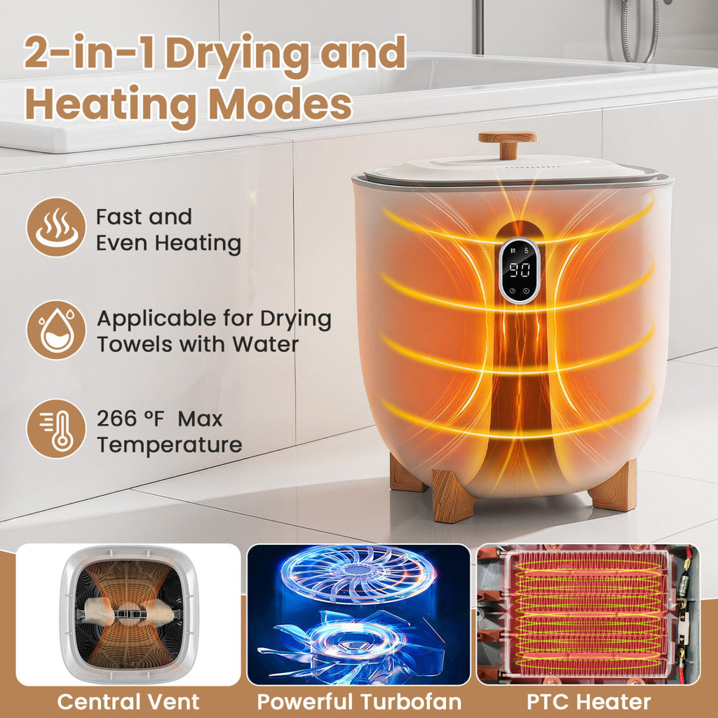 20L Towel Warmer Bucket with PTC Air Heater for Rapid and Even Heating-White