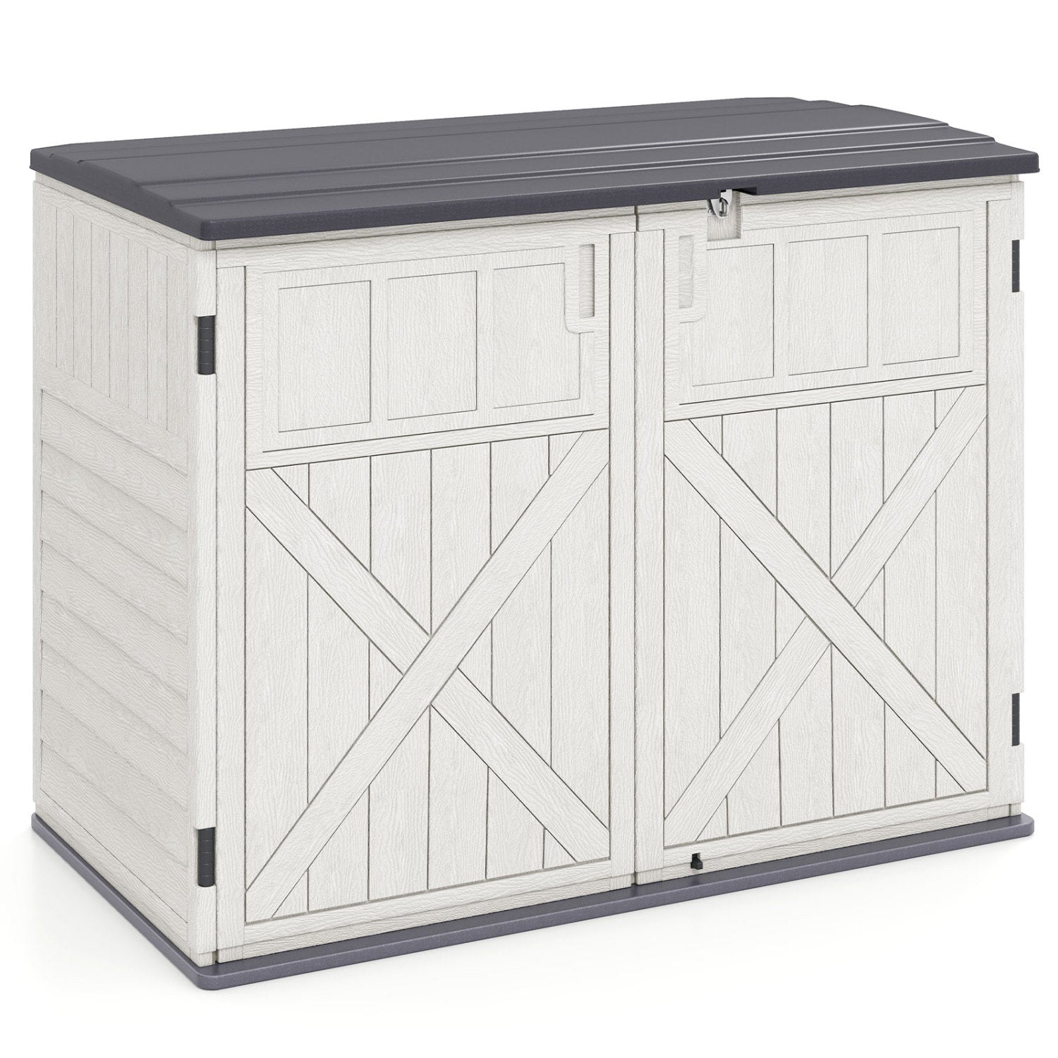 Abri de rangement horizontal en résine de 20 pi³ avec étagère ajustable - Blanc