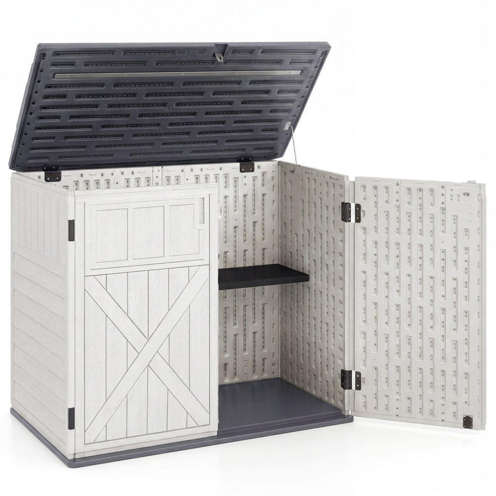 Abri de rangement horizontal en résine de 20 pi³ avec étagère ajustable - Blanc
