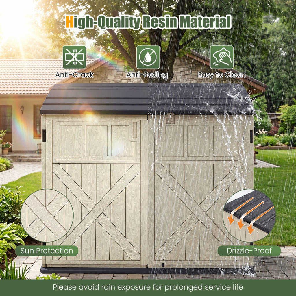 20 Cu.Ft Horizontal Resin Storage Shed with Adjustable Shelf-Beige