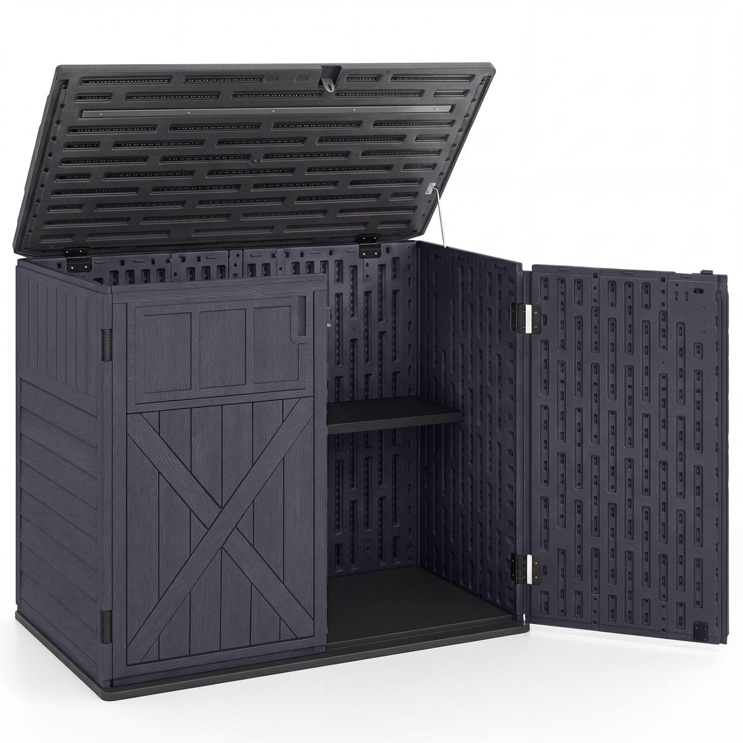 20 Cu.Ft Horizontal Resin Storage Shed with Adjustable Shelf-Brown