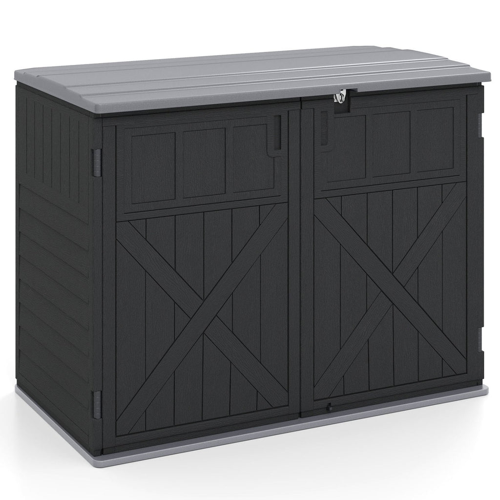 20 Cu.Ft Horizontal Resin Storage Shed with Adjustable Shelf-Black