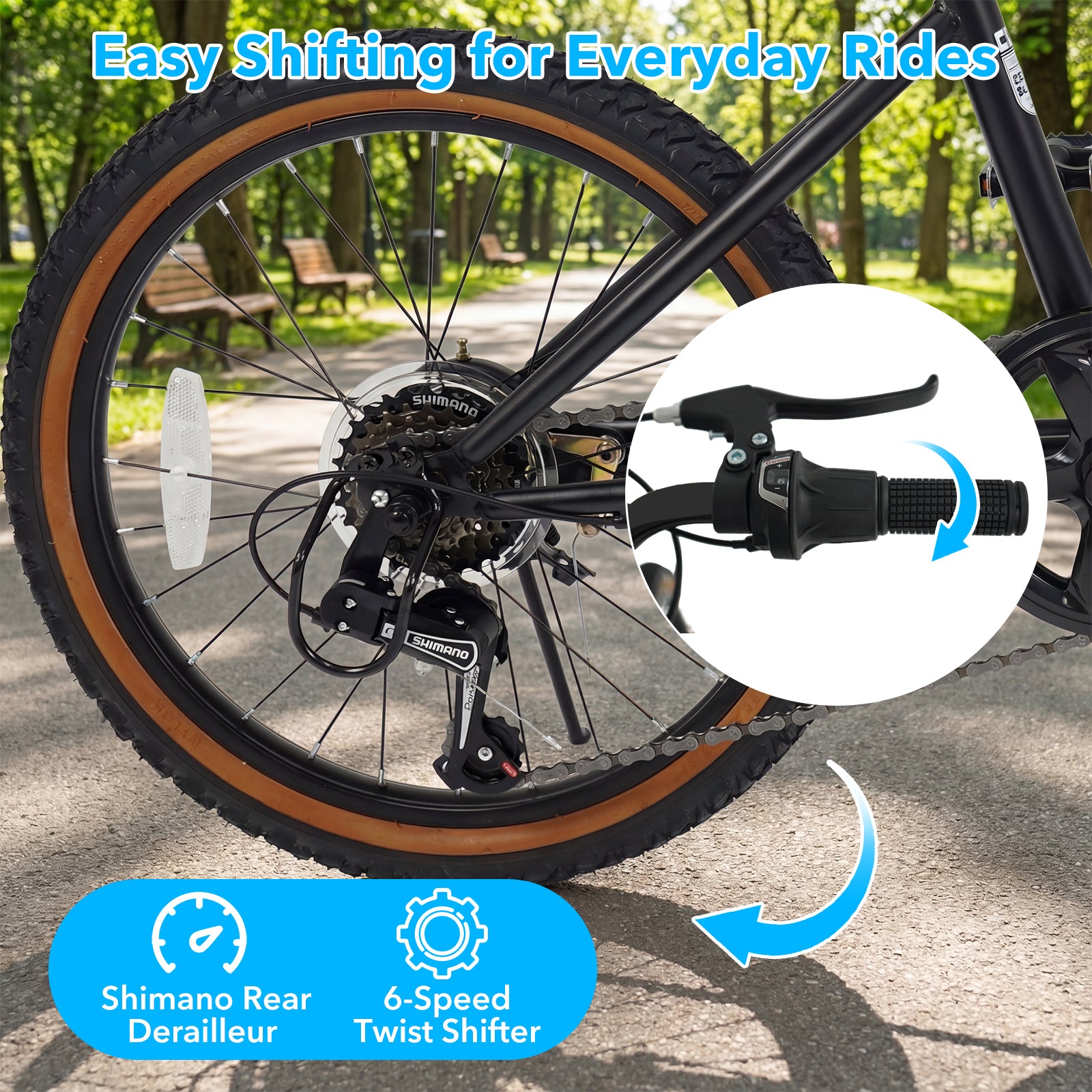 20 Inch LED-lit Cycling Bike with 2 Speakers and Ambient Lights for Men and Women-Black