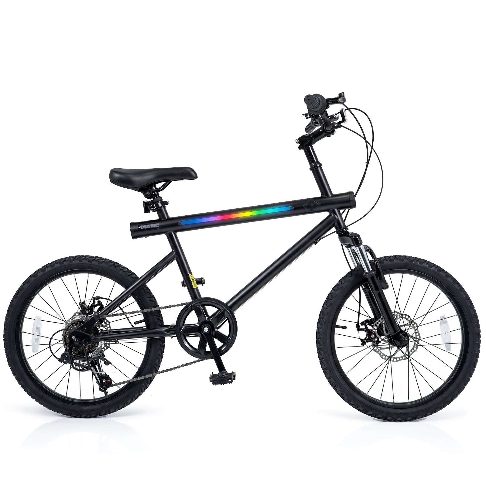 20 Inch Commuter Bicycle LED-lit with 6-Speed Shimano Twist Shifting and Stereo Speakers-Black