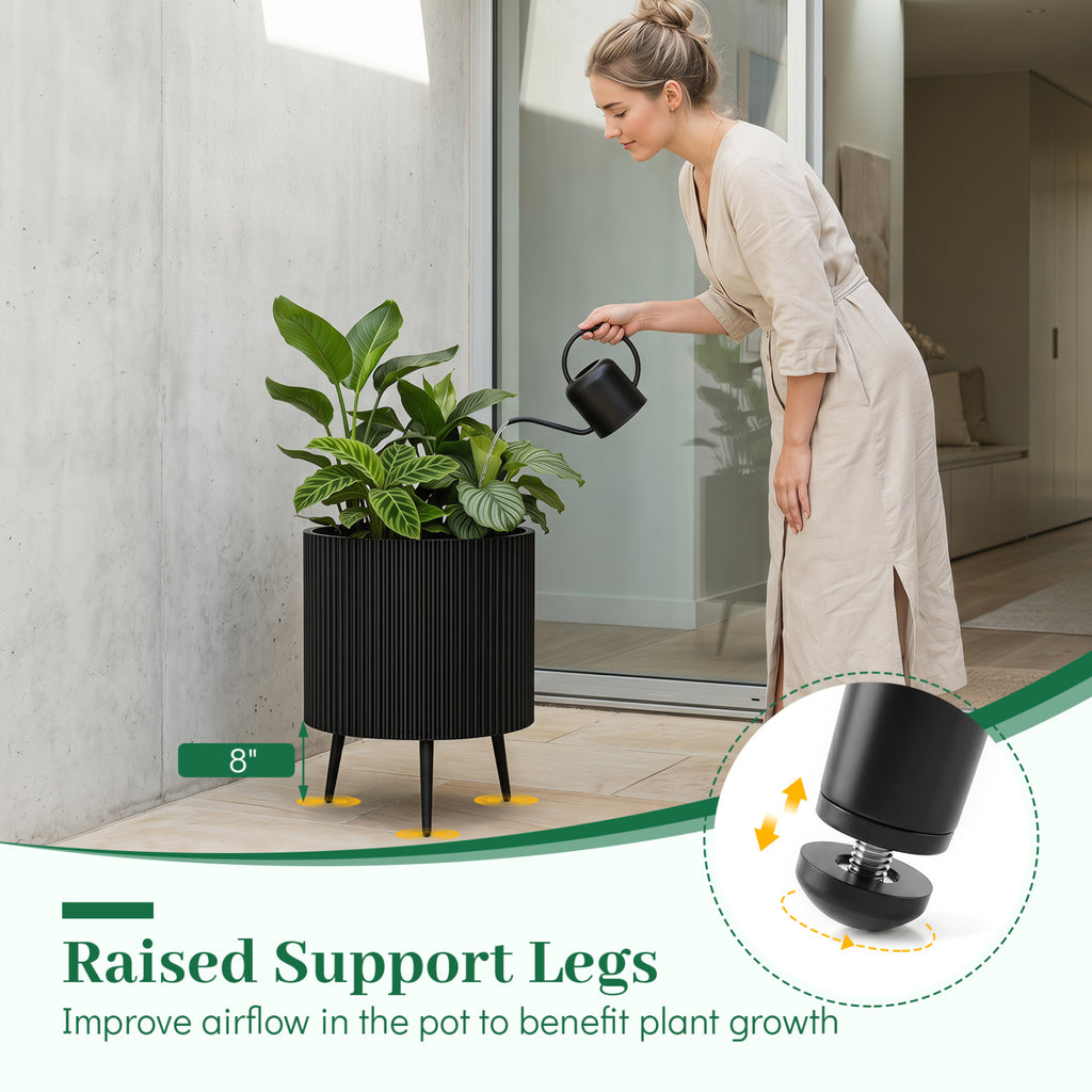 20 Inch Plant Pot with Stand and Tapered Legs for Garden