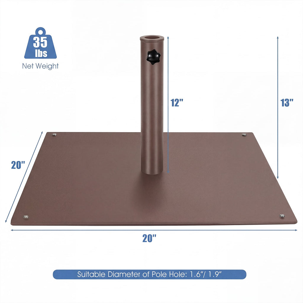 Pied de parasol de terrasse de 50 cm avec 4 patins réglables - Marron