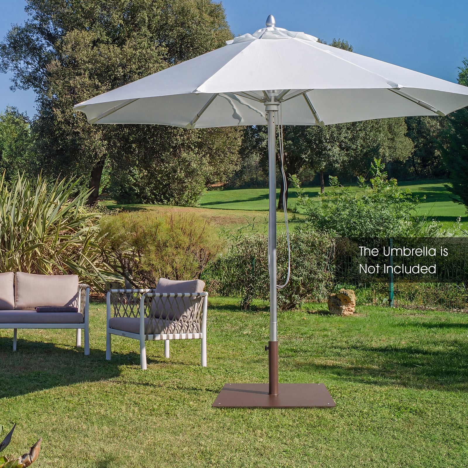 Pied de parasol de terrasse de 50 cm avec 4 patins réglables - Marron