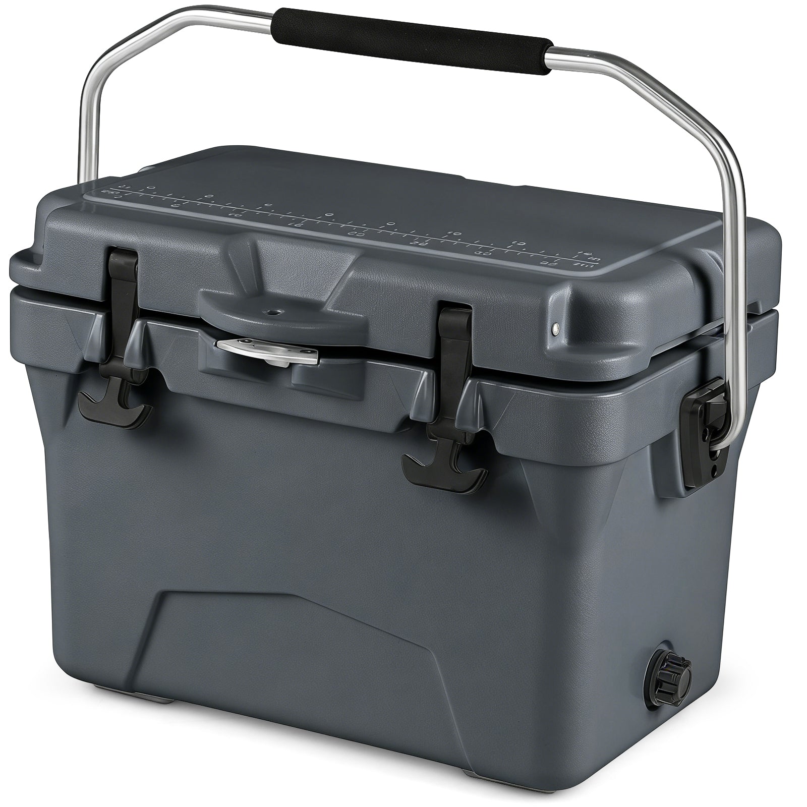20 Quart Portable Hard Cooler with Built-in Ruler and Bottle-Gray