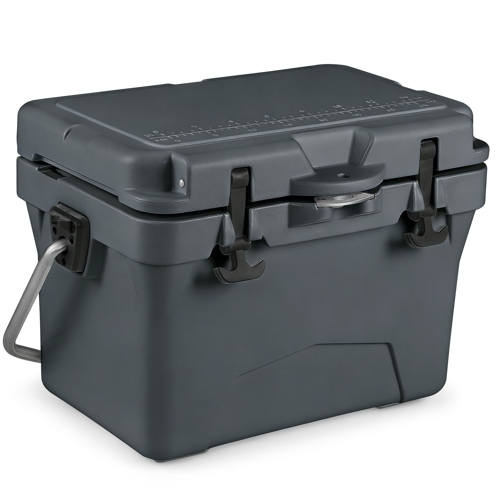20 Quart Portable Hard Cooler with Built-in Ruler and Bottle-Gray