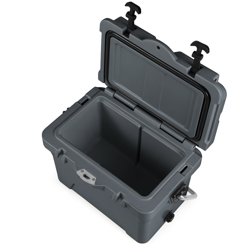 20 Quart Portable Hard Cooler with Built-in Ruler and Bottle-Gray