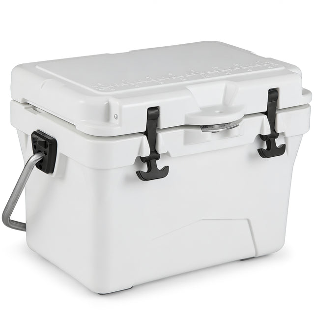 20 Quart Portable Hard Cooler with Built-in Ruler and Bottle-White