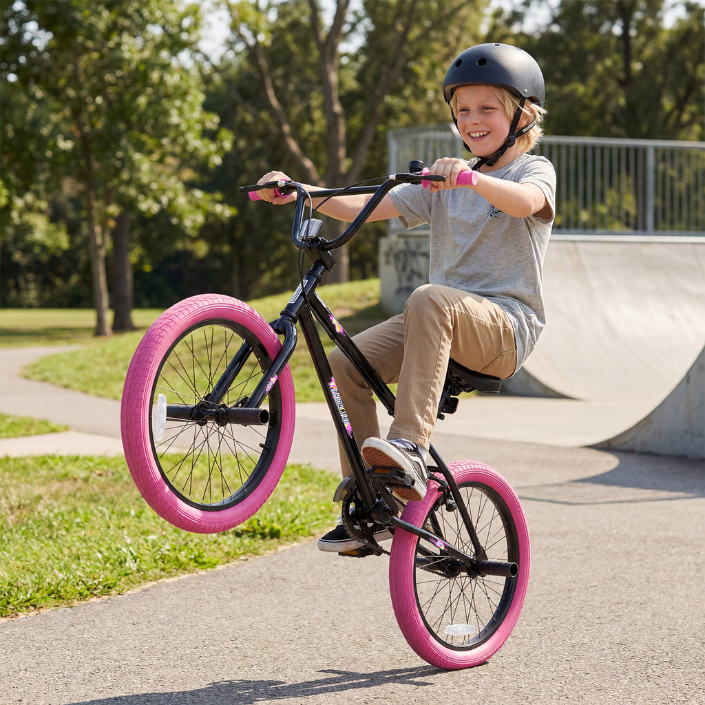 20" Trick Bicycle with 360 Degree Steering and Adjustable Seat for Kids and Teens-Pink